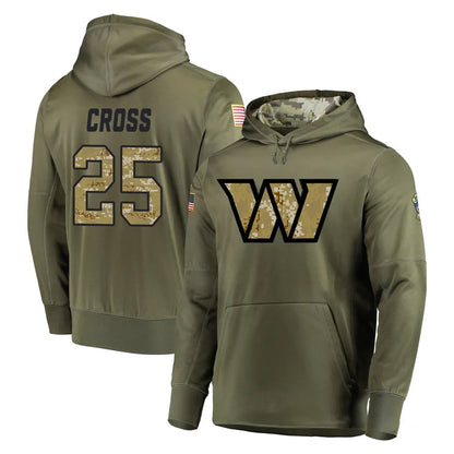 Tlead W.Commanders #25 Nick Cross Player Olive Salute to Service Pullover Hoodie Limited Home Game Stitched Jerseys
