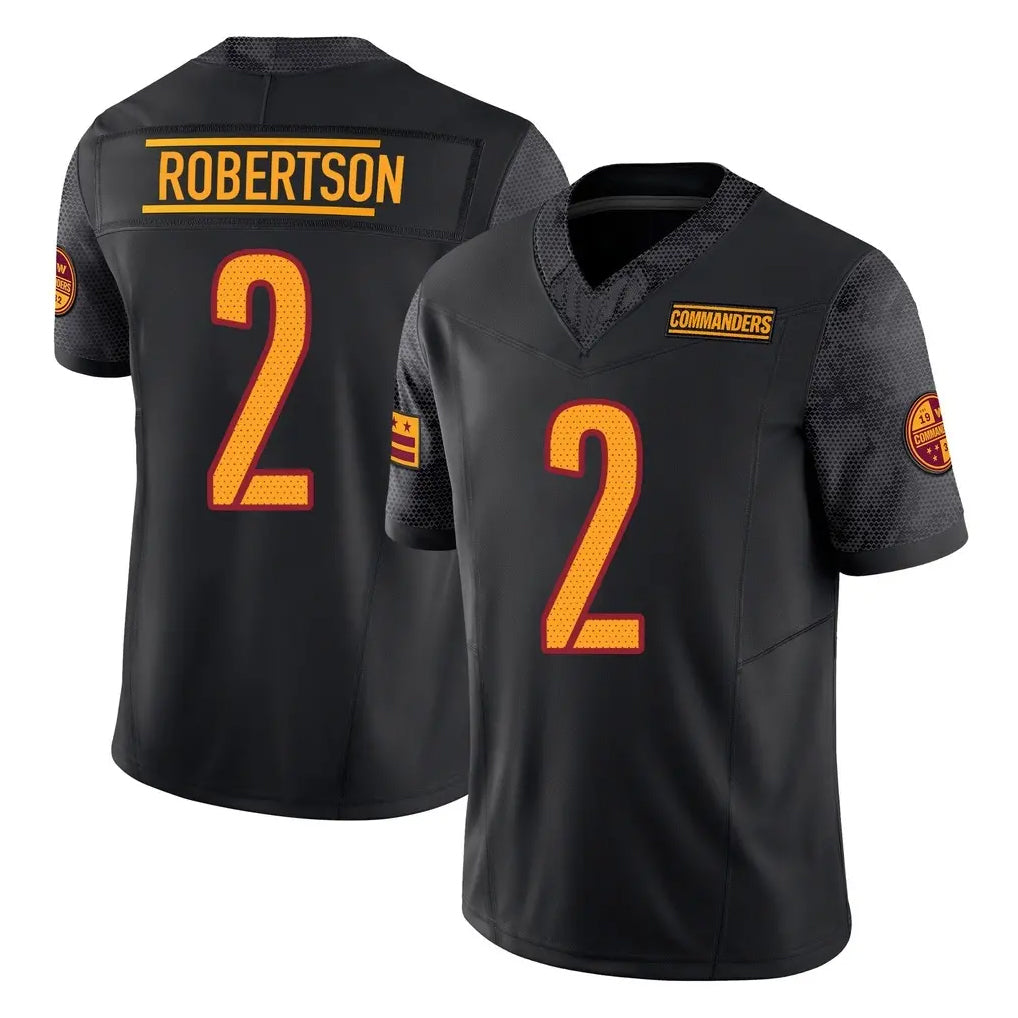 Tlead W.Commanders #2 Amik Robertson Player Black Limited Vapor F.U.S.E. Home Game Stitched Jerseys