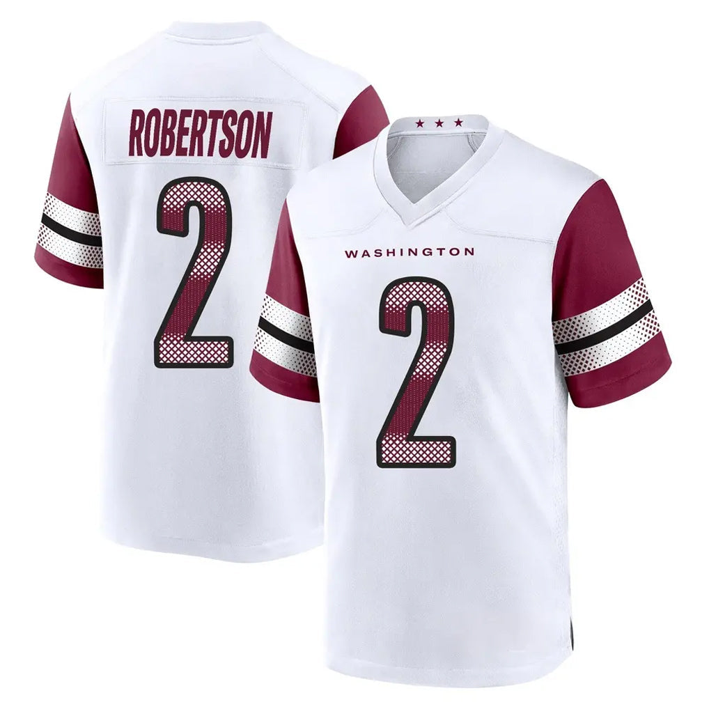 Tlead W.Commanders #2 Amik Robertson Player White Game Home Stitched Jerseys