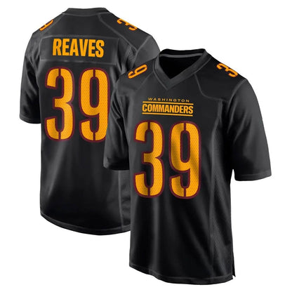 Tlead W.Commanders #39 Jeremy Reaves Player Black Carbon Fashion Home Game Stitched Jerseys
