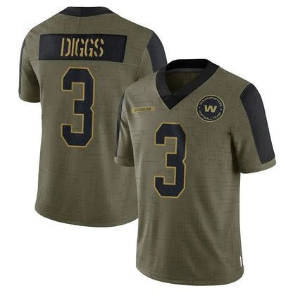 Tlead W.Commanders #3 Stefon Diggs Player Olive Salute To Service Limited Game Stitched Jerseys