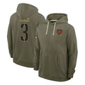 Tlead W.Commanders #3 Stefon Diggs Player Olive Salute to Service Pullover Hoodies Limited Home Stitched Jerseys