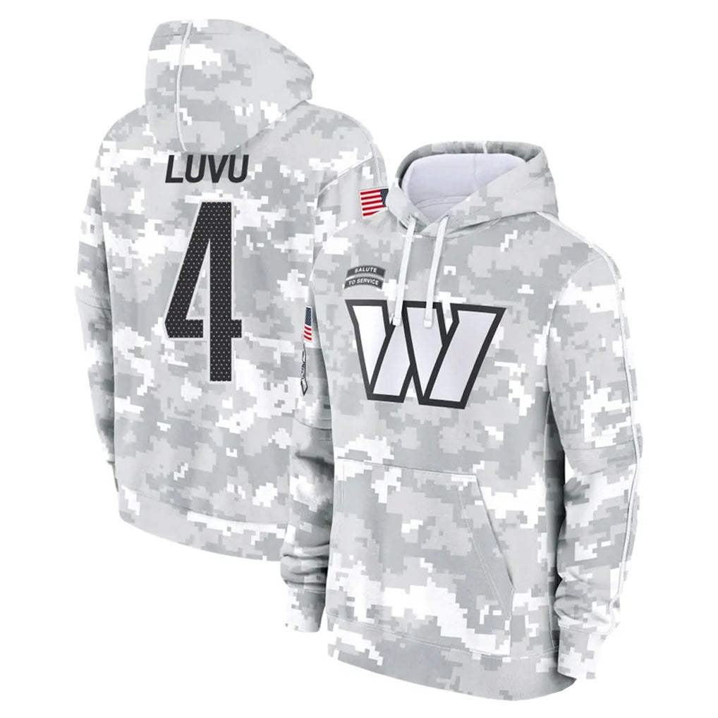 Tlead W.Commanders #4 Frankie Luvu Player Arctic Camo Salute to Service Hoodies Stitched Jerseys