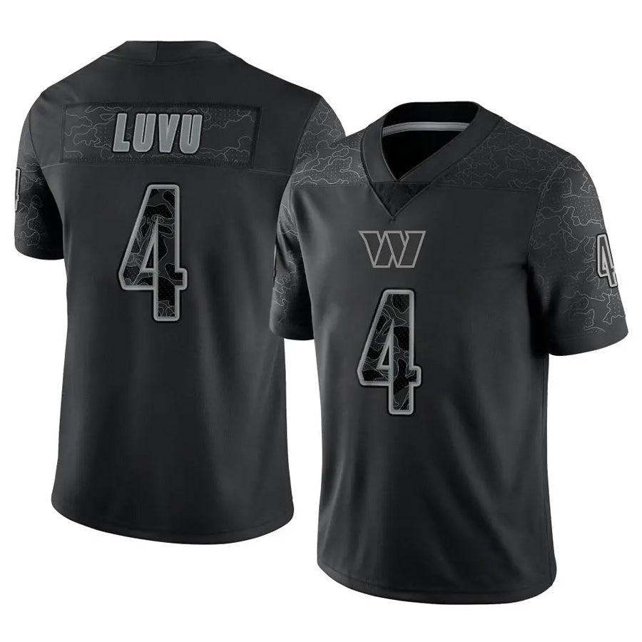 Tlead W.Commanders #4 Frankie Luvu Player Black RFLCTV Limited Stitched Jerseys