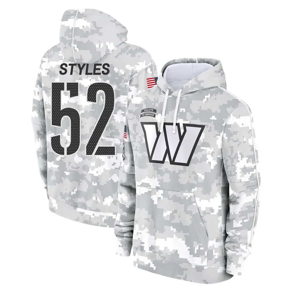 Tlead W.Commanders #52 Sonny Styles Player Arctic Camo Limited Salute to Service Pullover Hoodies Game Stitched Jerseys