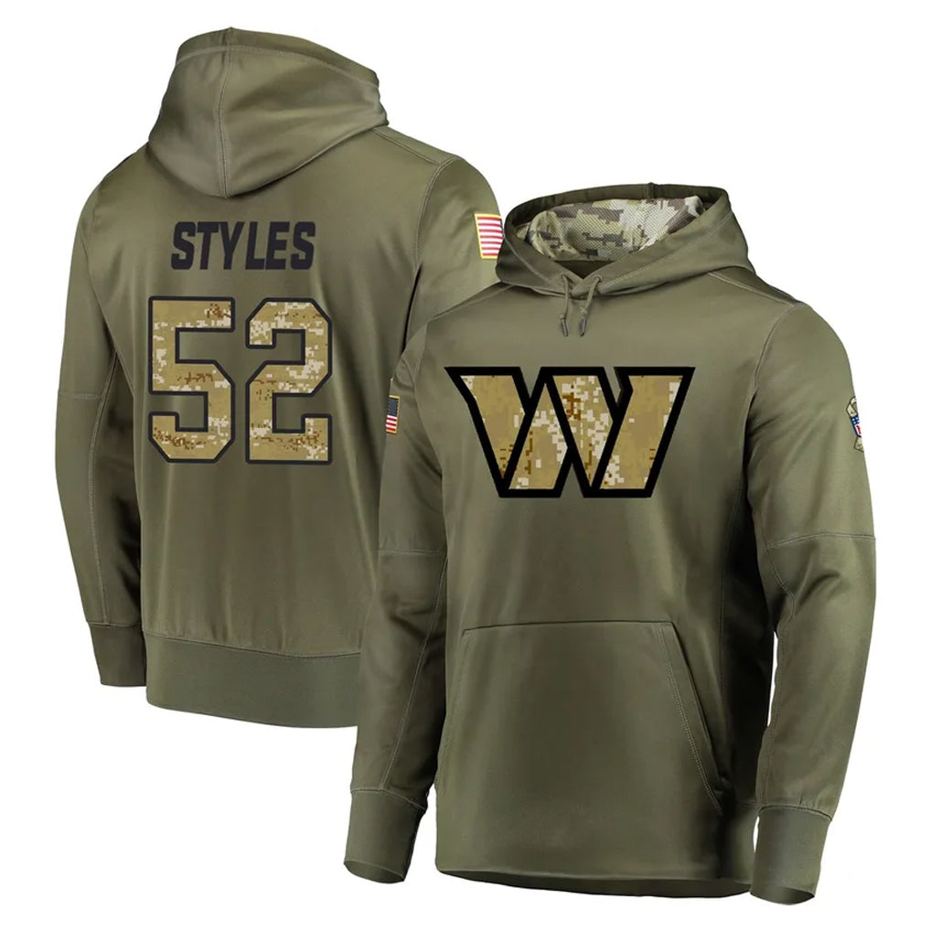 Tlead W.Commanders #52 Sonny Styles Player Olive Salute to Service Pullover Hoodie Limited Home Game Stitched Jerseys