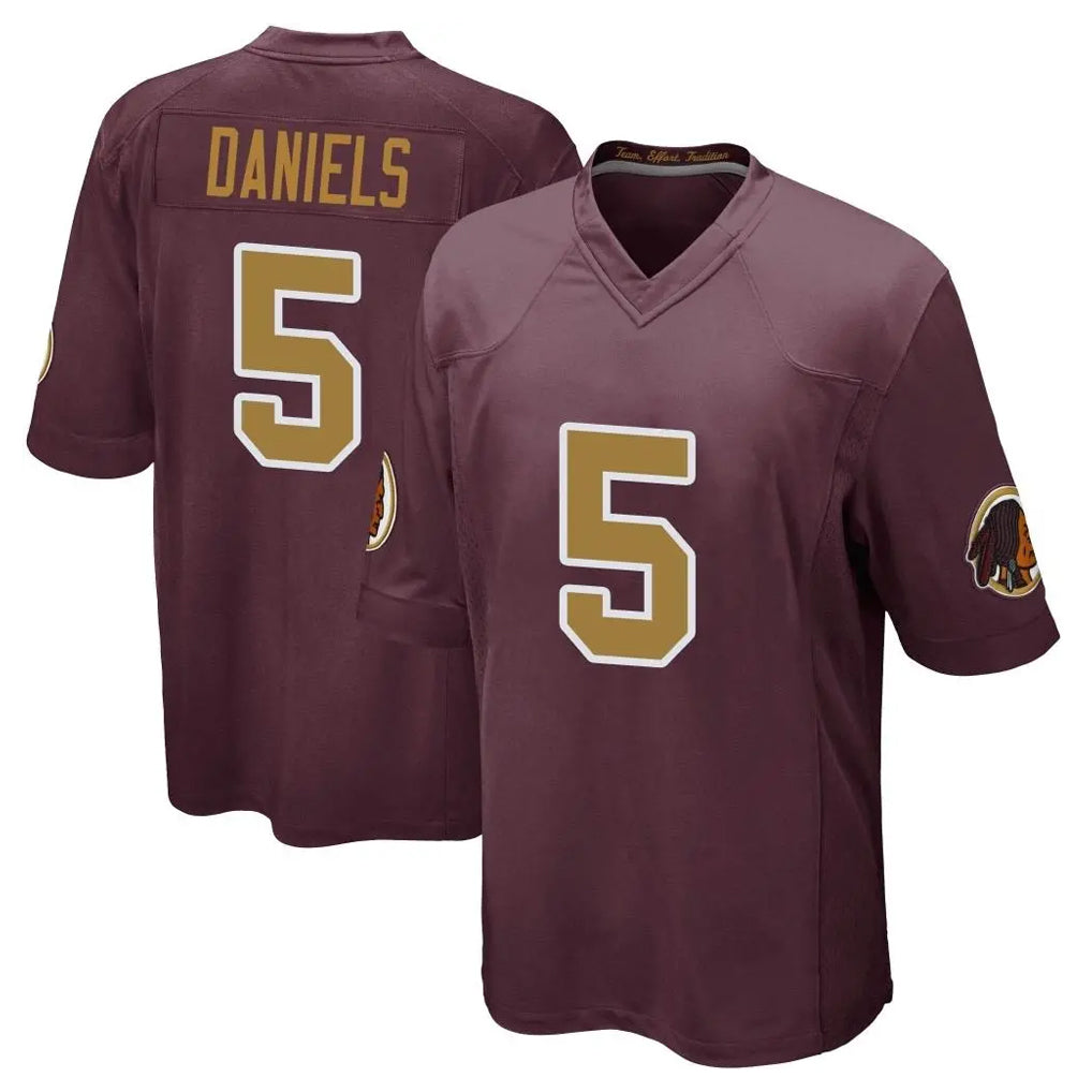 Tlead W.Commanders #5 Jayden Daniels Player Burgundy Alternate Home Game Stitched Jerseys