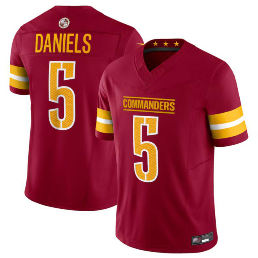 Tlead W.Commanders #5 Jayden Daniels Player Burgundy Vapor F.U.S.E. Limited Stitched Jerseys