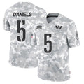 Tlead W.Commanders #5 Jayden Daniels Player Limited Arctic Camo Salute to Service Stitched Jerseys