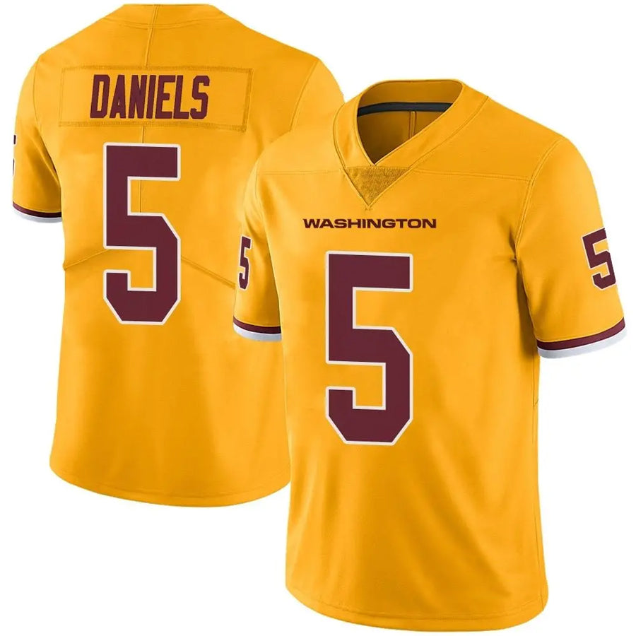 Tlead W.Commanders #5 Jayden Daniels Player Limited Gold Color Rush Stitched Jerseys