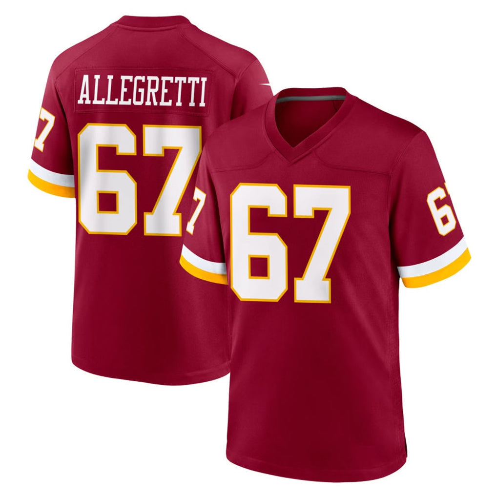 Tlead W.Commanders #67 Nick Allegretti Player Burgundy Game Home Stitched Jerseys