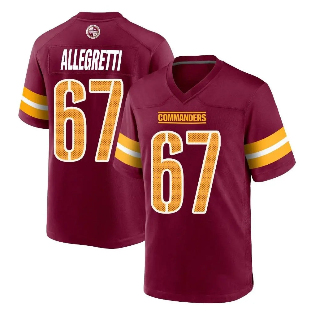 Tlead W.Commanders #67 Nick Allegretti Player Burgundy Home Game Stitched Jerseys