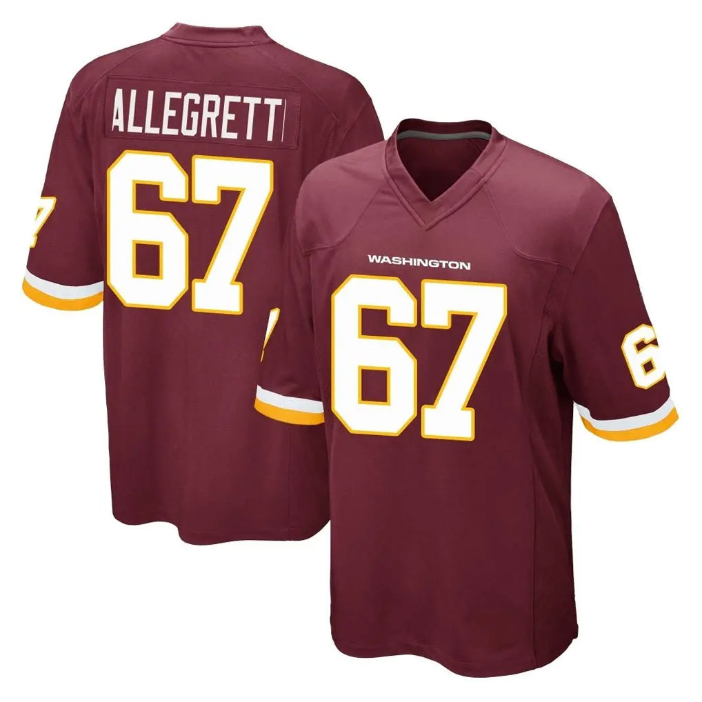 Tlead W.Commanders #67 Nick Allegretti Player Burgundy Team Color Home Game Stitched Jerseys