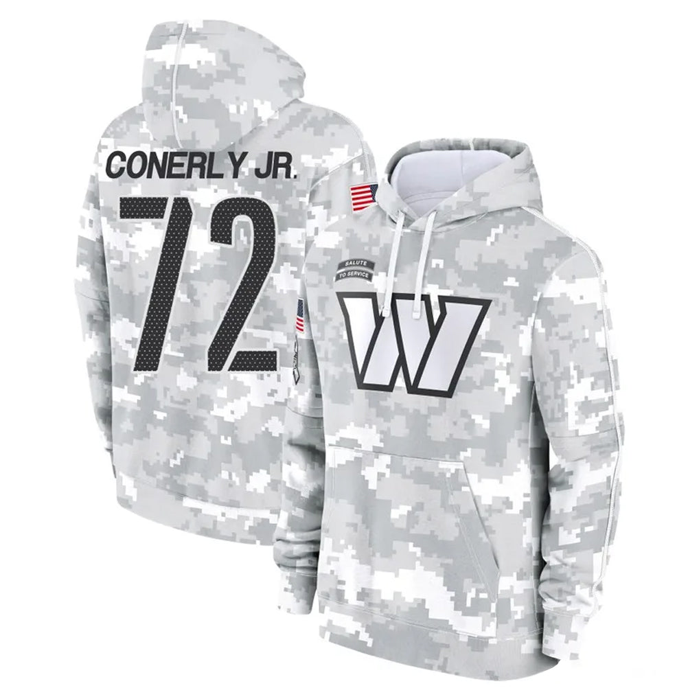 Tlead W.Commanders #72 Josh Conerly Jr. Player Arctic Camo Limited Salute to Service Pullover Hoodies Game Stitched Jerseys