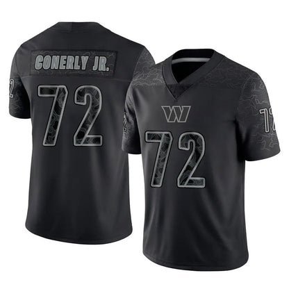 Tlead W.Commanders #72 Josh Conerly Jr. Player Black Limited Reflective Home Game Stitched Jerseys