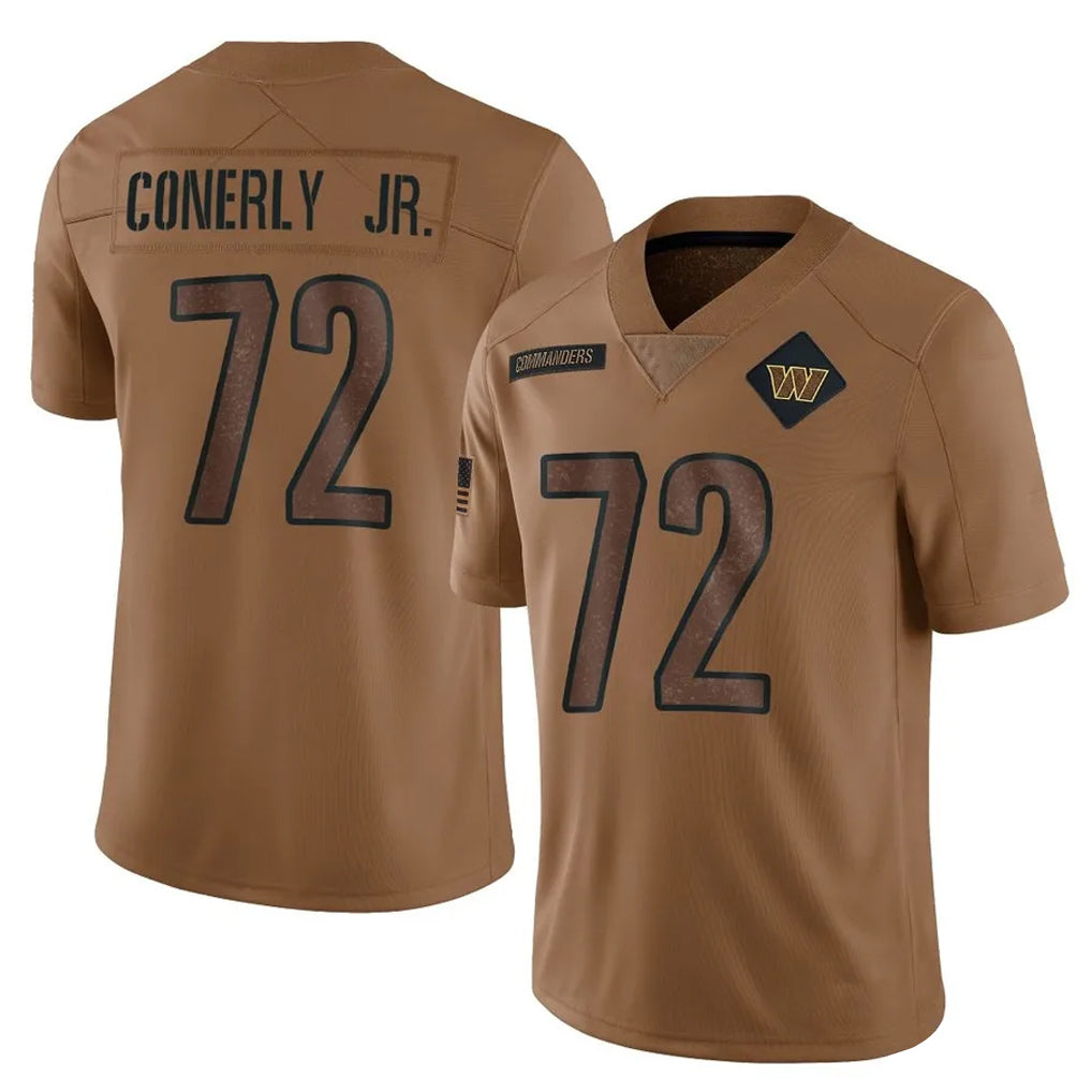 Tlead W.Commanders #72 Josh Conerly Jr. Player Brown Limited Salute To Service Home Game Stitched Jerseys