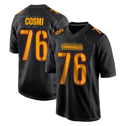 Tlead W.Commanders #76 Sam Cosmi Player Black Carbon Fashion Home Game Stitched Jerseys