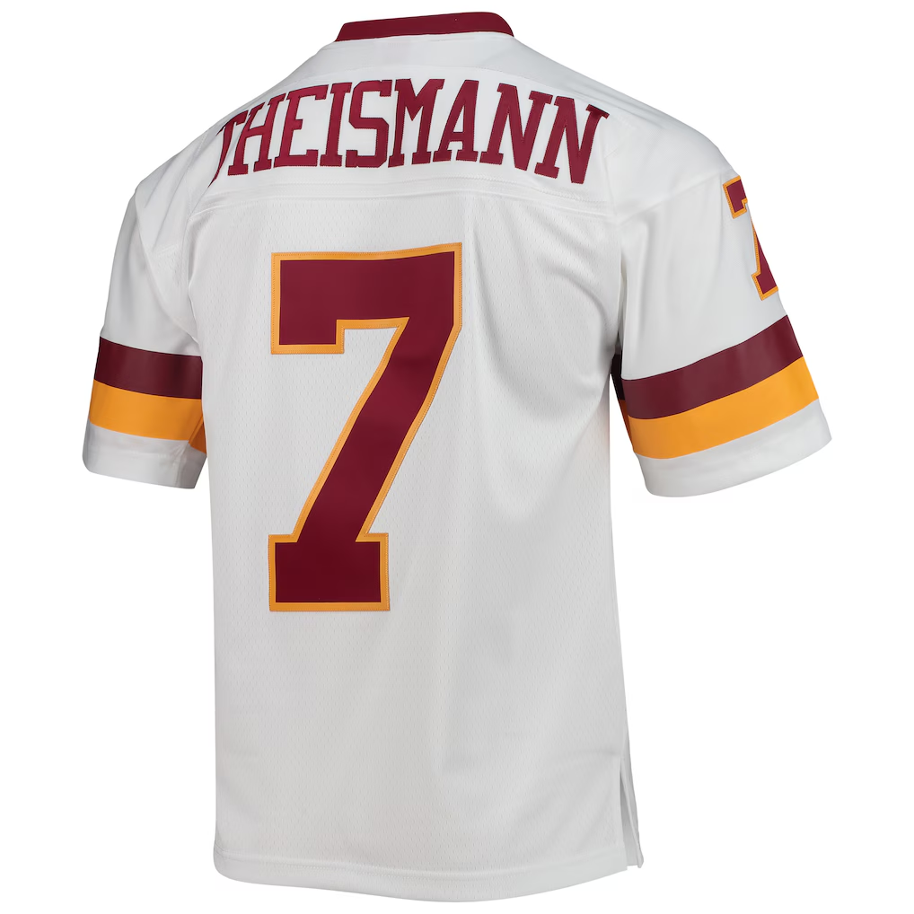 Tlead W.Commanders #7 Joe Theismann Mitchell & Ness White Legacy Replica Stitched Puhic Jersey