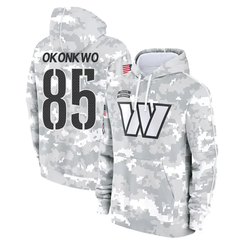 Tlead W.Commanders #85 Chig Okonkwo Player Arctic Camo Limited Salute to Service Pullover Hoodies Game Stitched Jerseys