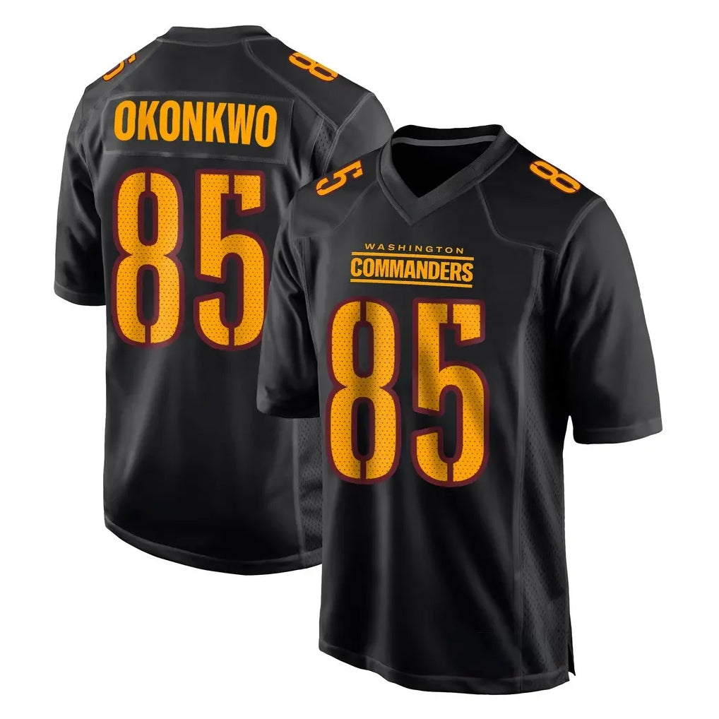 Tlead W.Commanders #85 Chig Okonkwo Player Black Carbon Fashion Home Game Stitched Jerseys