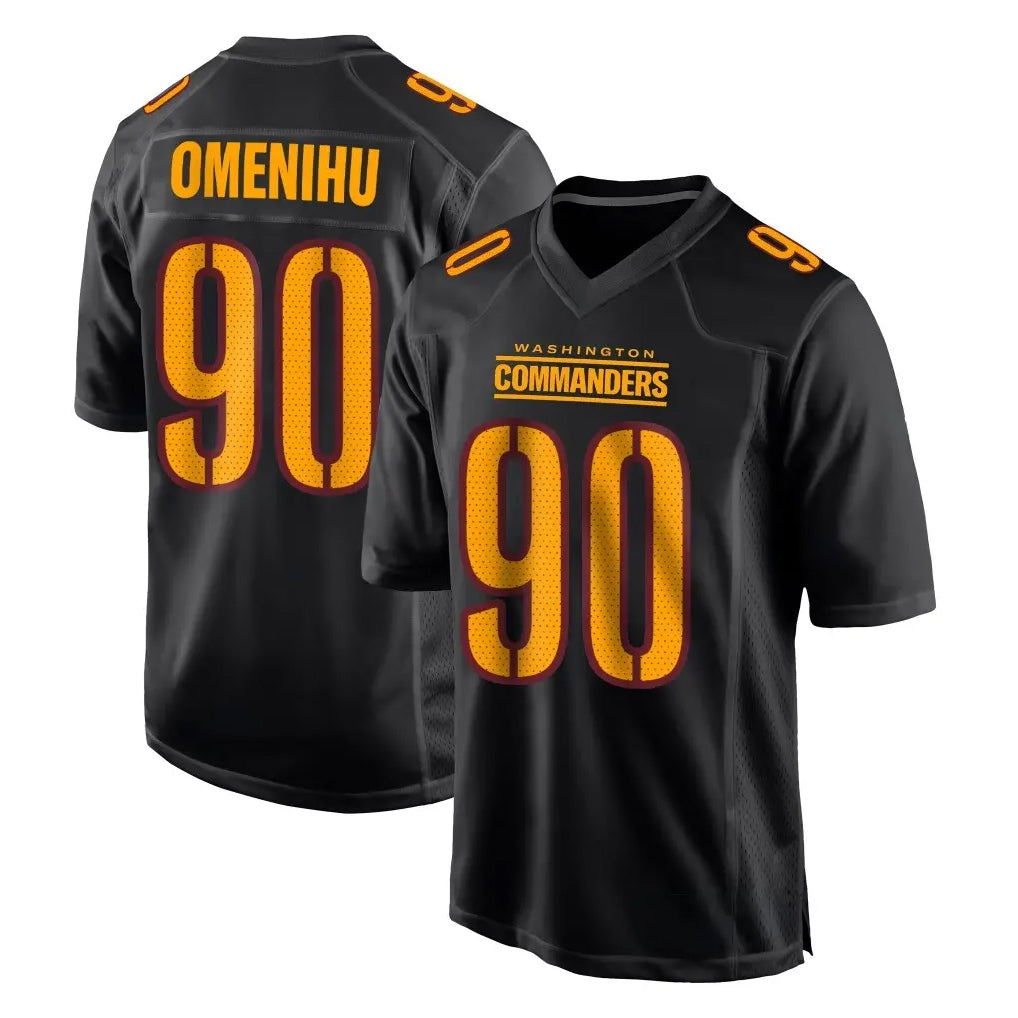 Tlead W.Commanders #90 Charles Omenihu Player Black Carbon Fashion Home Game Stitched Jerseys