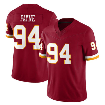 Tlead W.Commanders #94 Daron Payne Player Burgundy Limited Team Vapor F.U.S.E. Home Game Stitched Jerseys