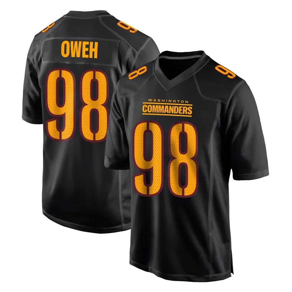 Tlead W.Commanders #98 Odafe Oweh Player Black Carbon Fashion Home Game Stitched Jerseys
