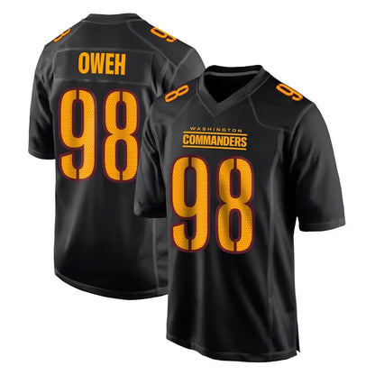 Tlead W.Commanders #98 Odafe Oweh Player Black Carbon Fashion Home Game Stitched Jerseys