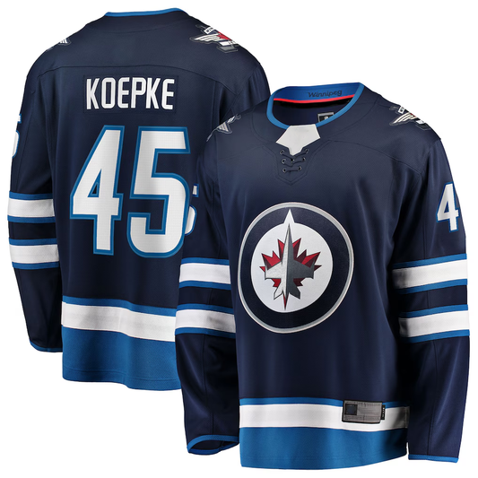 Tlead W.Jets #45 Cole Koepke Navy Home Breakaway Jerseys