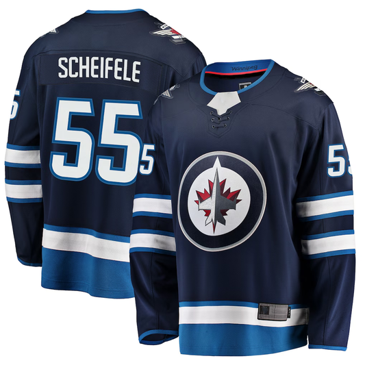 Tlead W.Jets #55 Mark Scheifele Navy Breakaway Replica Jerseys