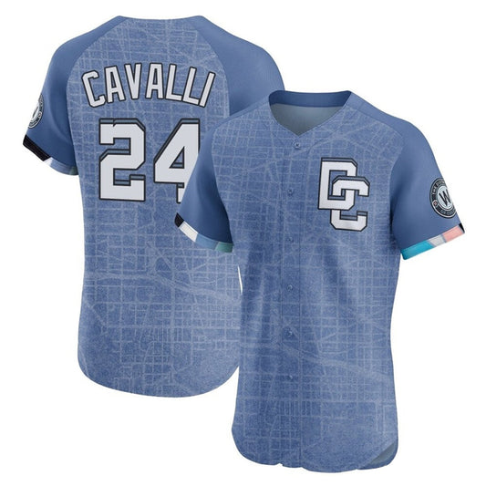 Tlead W.Nationals #24 Cade Cavalli Player Blue City Connect Elite Limited Stitched Jerseys