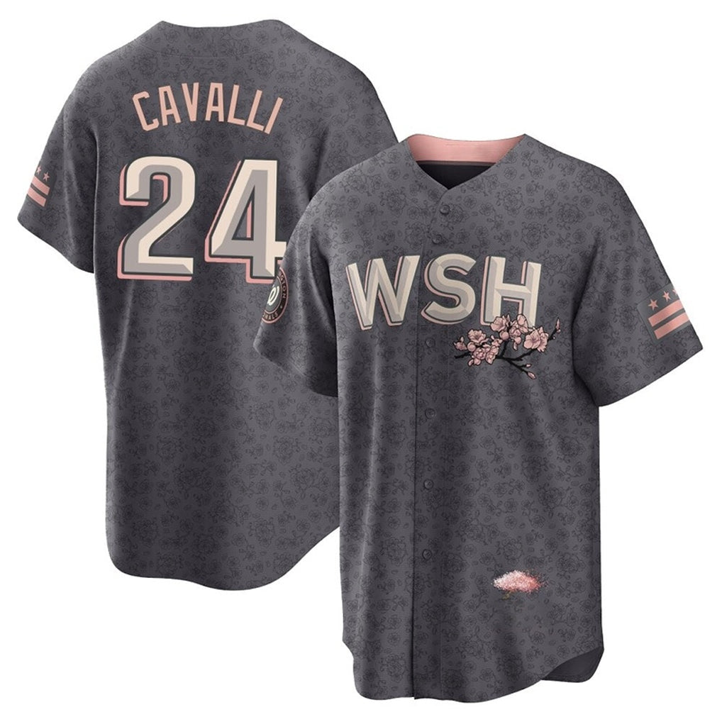 Tlead W.Nationals #24 Cade Cavalli Player Gray City Connect Stitched Jerseys