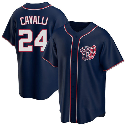 Tlead W.Nationals #24 Cade Cavalli Player Navy Blue Replica Game Stitched Jerseys