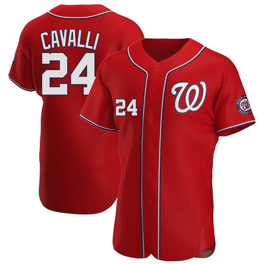 Tlead W.Nationals #24 Cade Cavalli Player Red Alternate Elite Stitched Jerseys