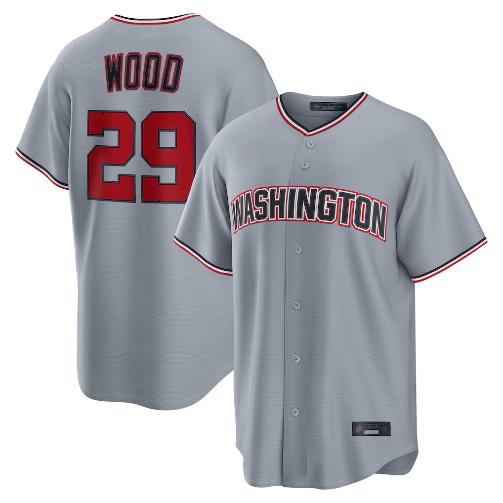 Tlead W.Nationals #29 James Wood Player Gray Road Replica Stitched Jerseys