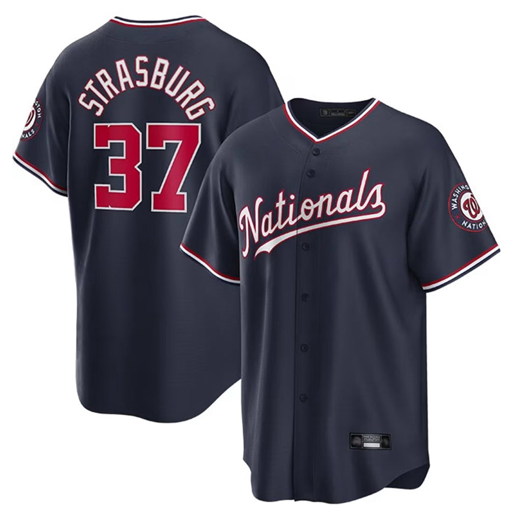 Tlead W.Nationals #37 Stephen Strasburg Player Navy Replica Stitched Jerseys