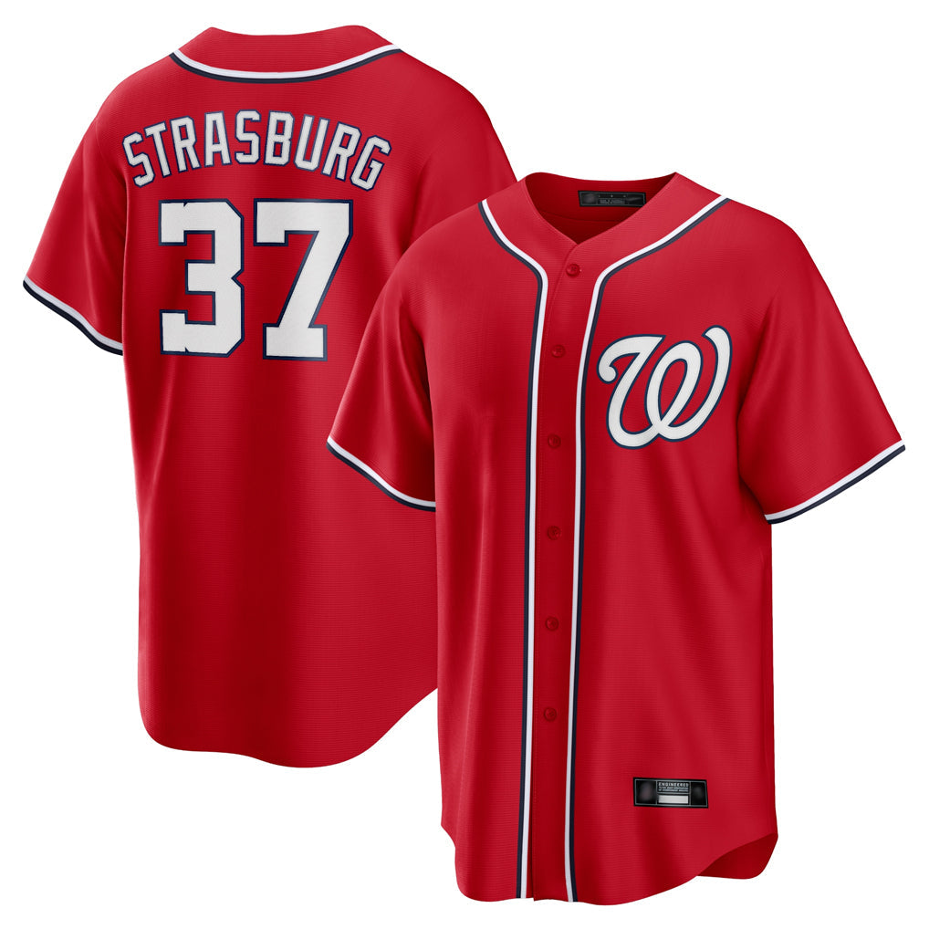 Tlead W.Nationals #37 Stephen Strasburg Player Red Alternate Replica Player Game Stitched Jerseys