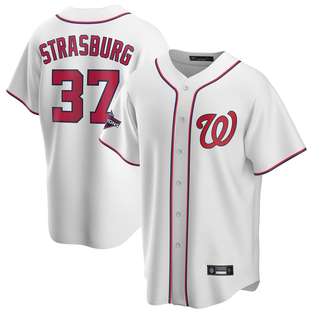 Tlead W.Nationals #37 Stephen Strasburg Player White Game Stitched Jerseys