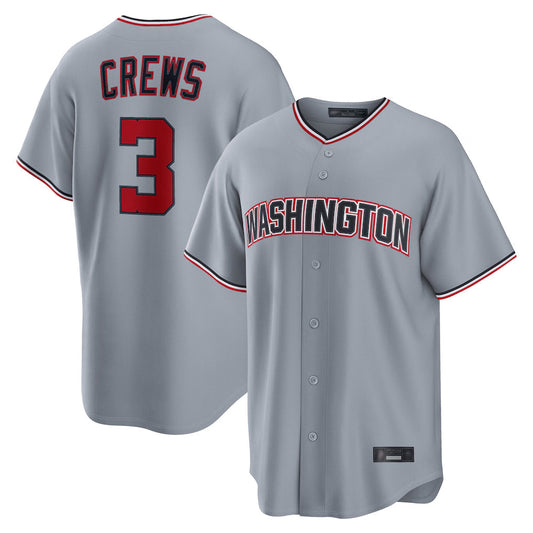 Tlead W.Nationals #3 Dylan Crews Player Gray Alternate Game Stitched Jerseys