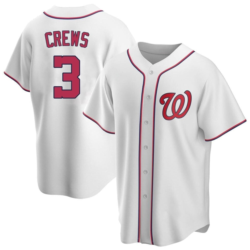 Tlead W.Nationals #3 Dylan Crews Player White Game Replica Stitched Jerseys