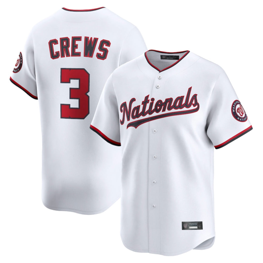 Tlead W.Nationals #3 Dylan Crews Player White Limited Replica Stitched Jerseys
