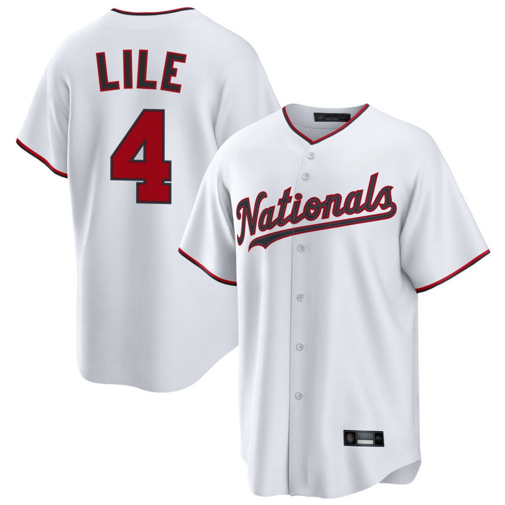 Tlead W.Nationals #4 Daylen Lile Player White Replica Game Stitched Jerseys
