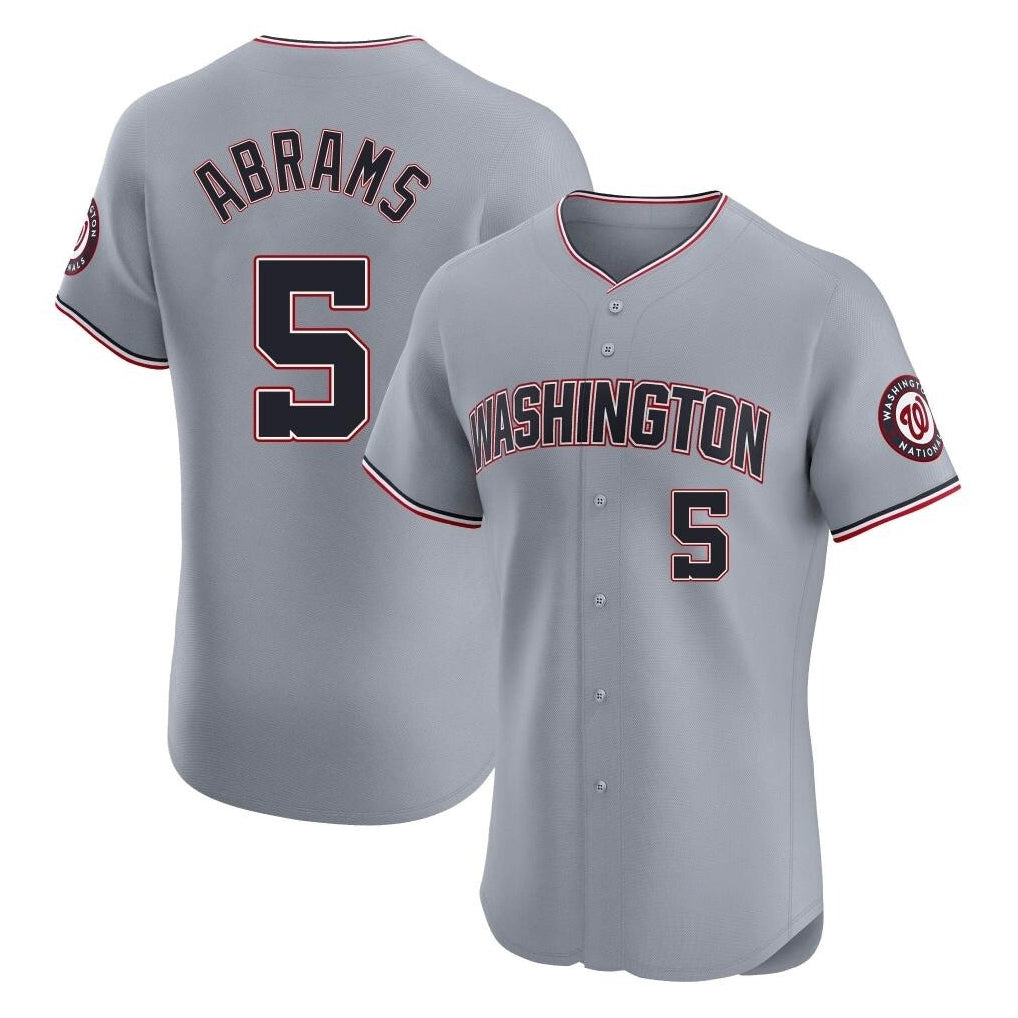 Tlead W.Nationals #5 CJ Abrams Player Gray Elite Road Replica Stitched Jerseys