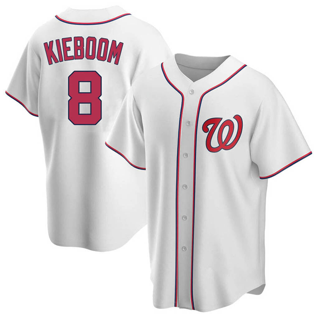 Tlead W.Nationals #8 Carter Kieboom Player White Home Replica Game Stitched Jerseys