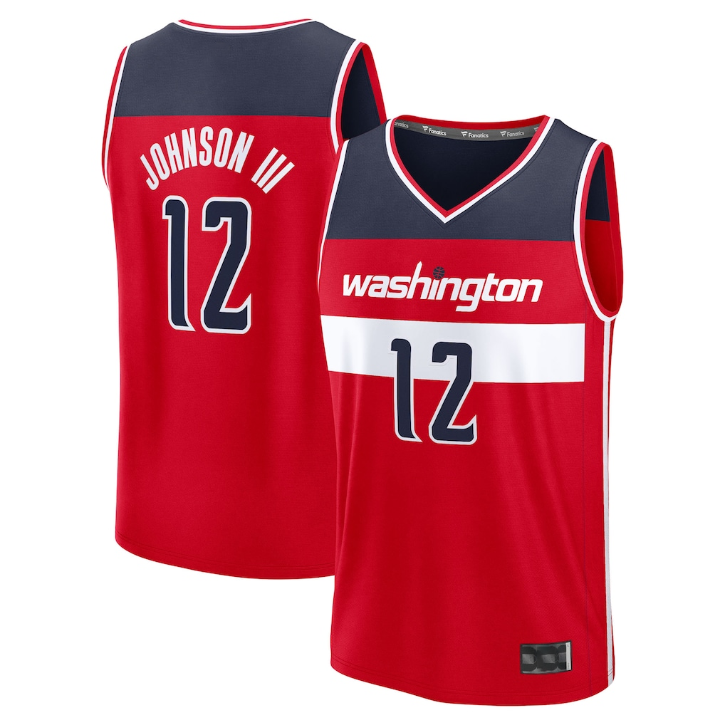 Tlead W.Wizards #12 Tre Johnson III Red 2025  Draft First Round Pick Fast Break Replica Jerseys - Icon Edition