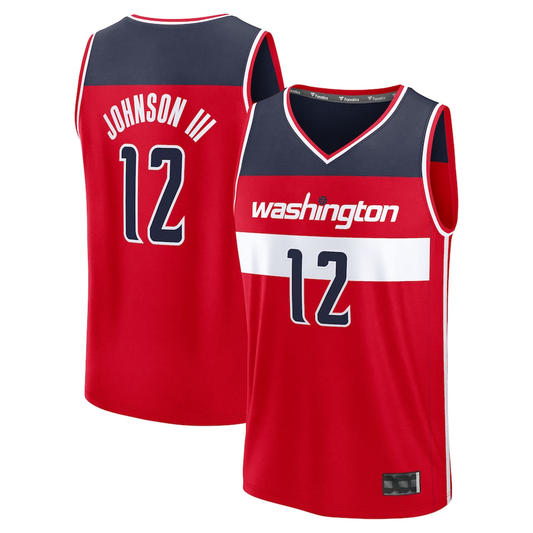 Tlead W.Wizards #12 Tre Johnson III Red 2025  Draft First Round Pick Fast Break Replica Jerseys - Icon Edition