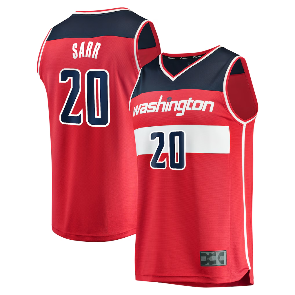 Tlead W.Wizards #20 Alexandre Sarr Red Fast Break Replica Player Jerseys - Icon Edition