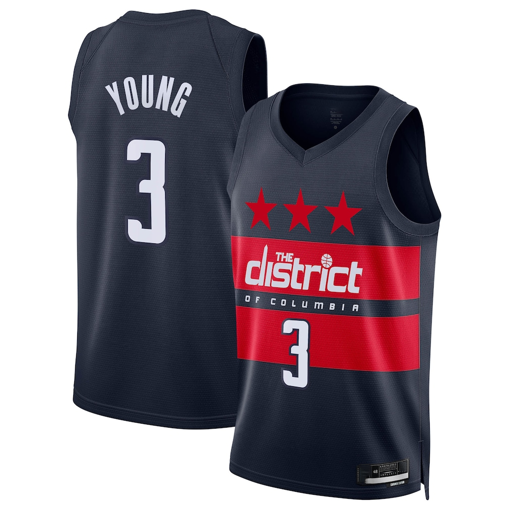 Tlead W.Wizards #3 Trae Young Navy Swingman Jerseys - Statement Edition