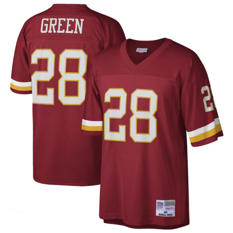 Tlead Washington Football Team #28 Darrell Green Mitchell & Ness Burgundy Legacy Replica Stitched Jersey