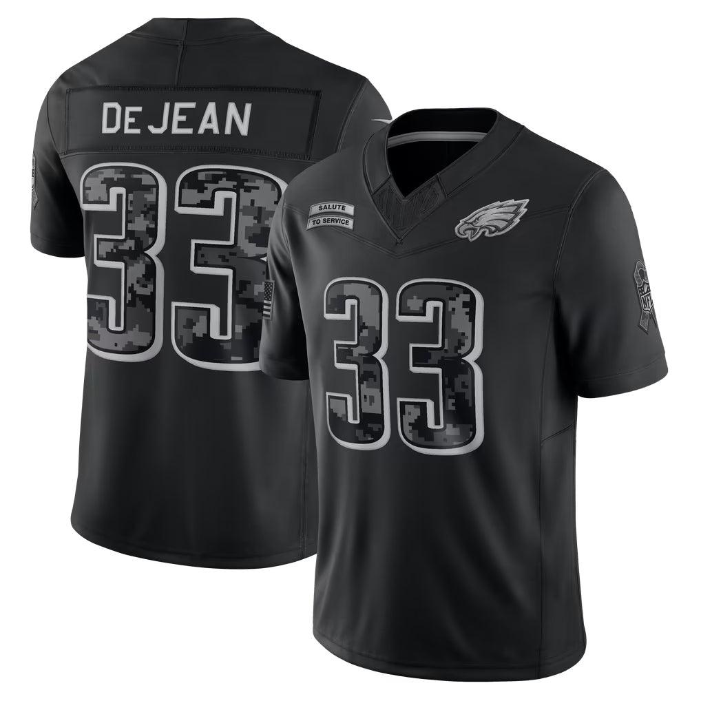 Tlead P.Eagles #33 Cooper DeJean Player Black Limited 2026 Salute to Service Home Game Stitched Jerseys